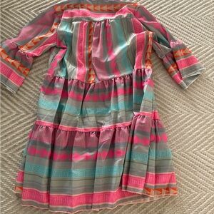 Colorful Oversized Summer Dress! Tiered, with bell sleeves.
